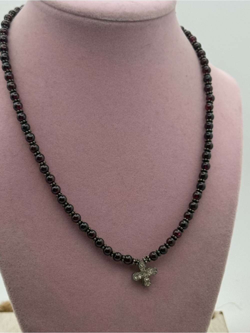Sterling silver Beaded red Garnet Necklace